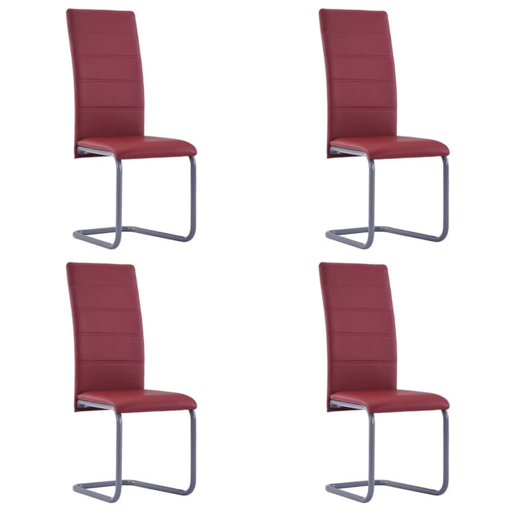 Petromila vidaXL Jedálenské stoličky, perová kostra 4 ks, červené, umelá koža